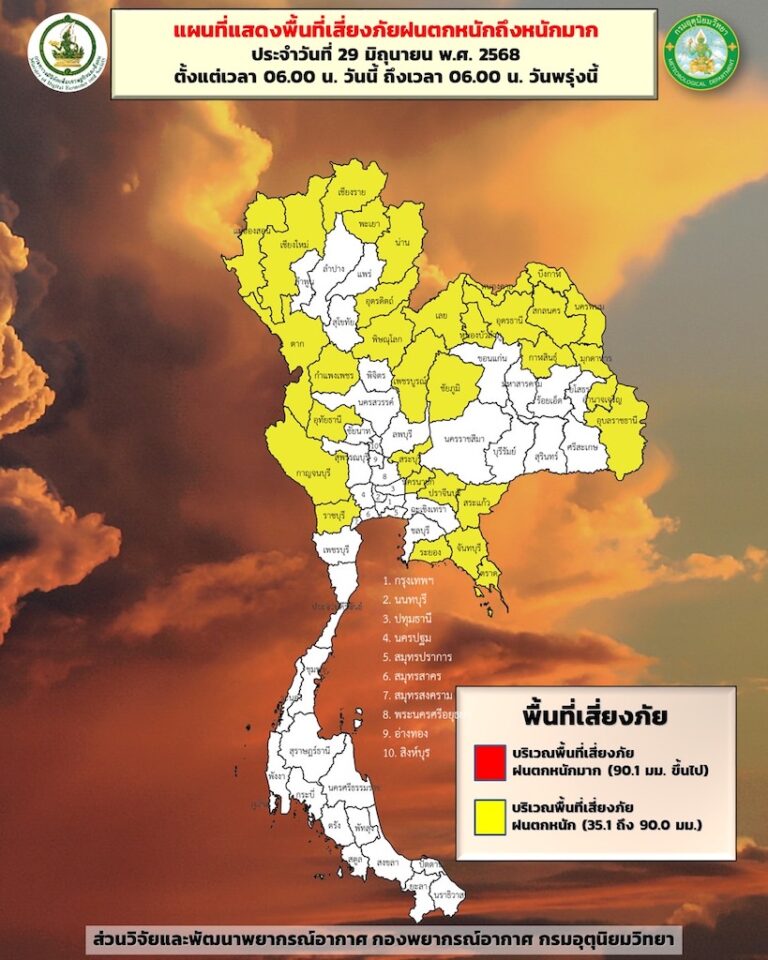 “เหนือ-อีสาน” มีฝนฟ้าคะนองกระจายและมีฝนตกหนักบางแห่ง 