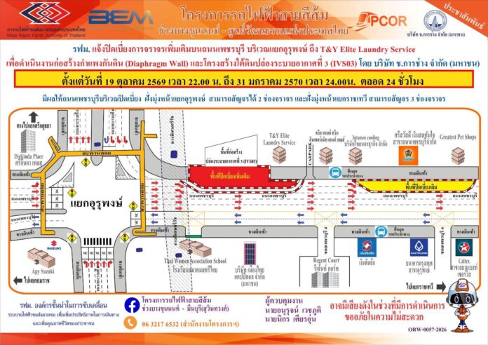 mrt expands phetchaburi closure